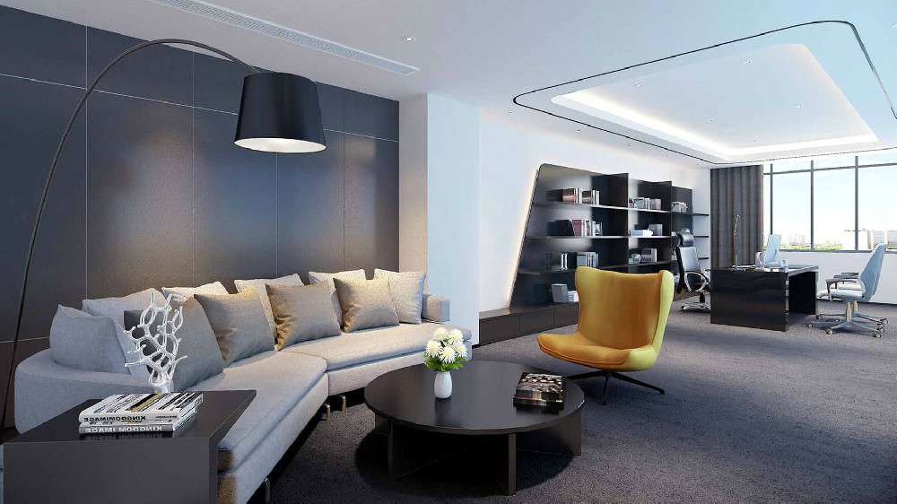 通過辦公室設計和裝修，從色彩搭配上拉伸空間維度