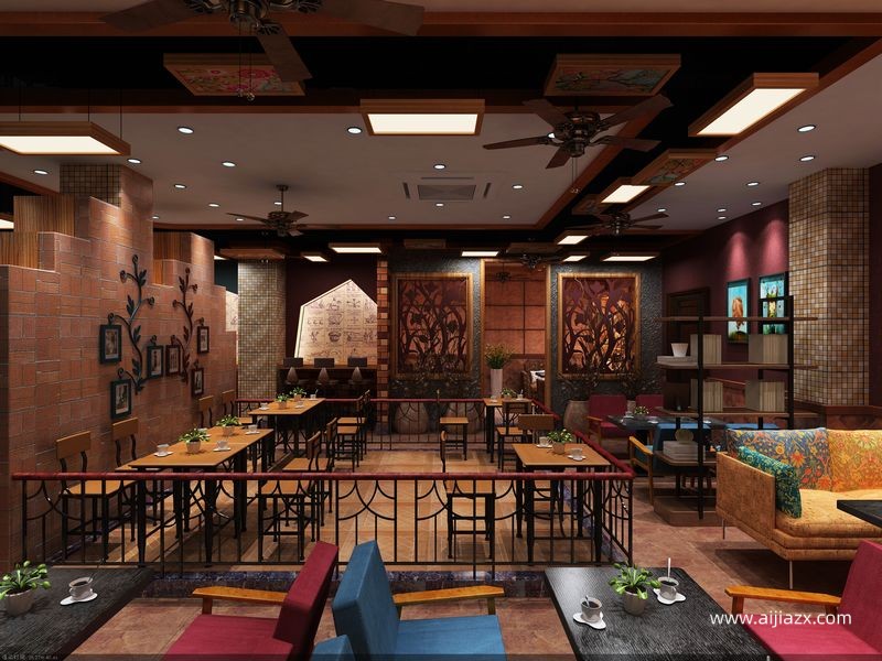 波希米亞風(fēng)咖啡廳裝修設(shè)計(jì)效果圖