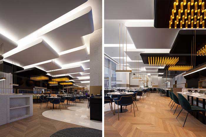 450m2鄭州上街區(qū)西餐廳設計效果圖