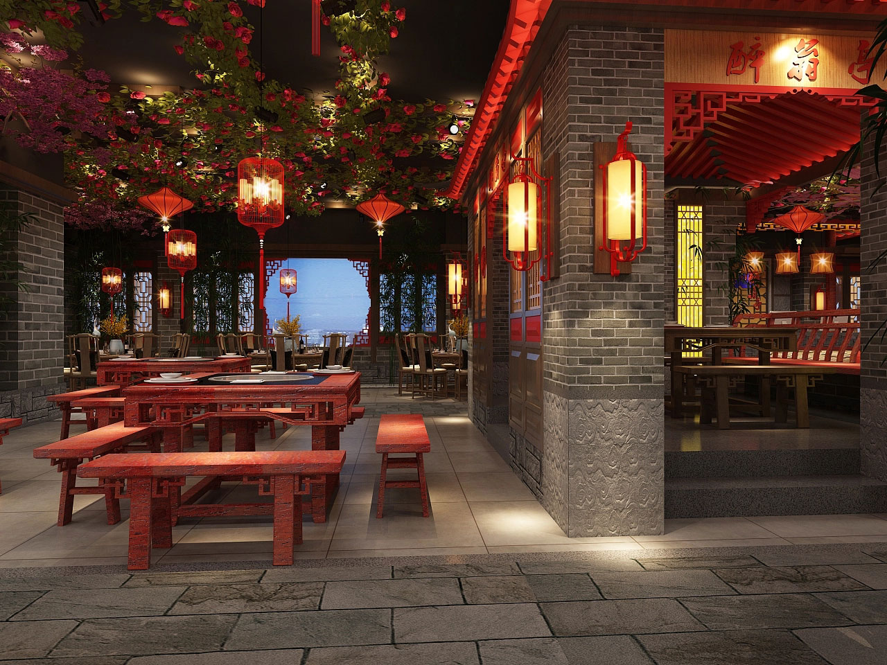洛陽火鍋店設(shè)計-中式火鍋店裝修設(shè)計效果圖
