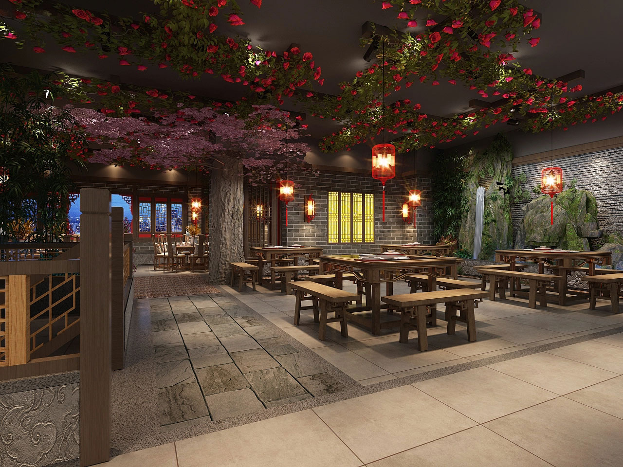 洛陽火鍋店設(shè)計-中式火鍋店裝修設(shè)計效果圖