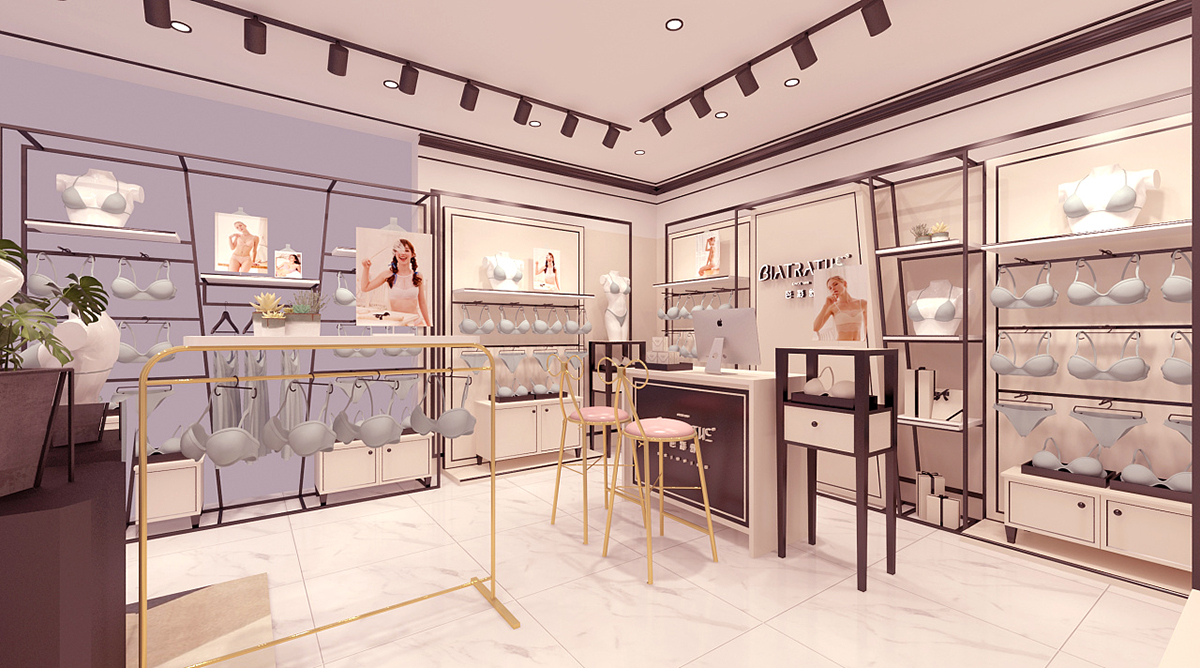 35平米鄭州內(nèi)衣店設計,內(nèi)衣店裝修效果圖