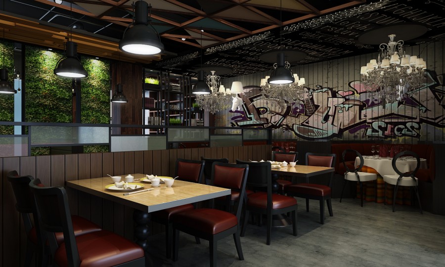 300平米館餐飲店面裝修設(shè)計效果圖