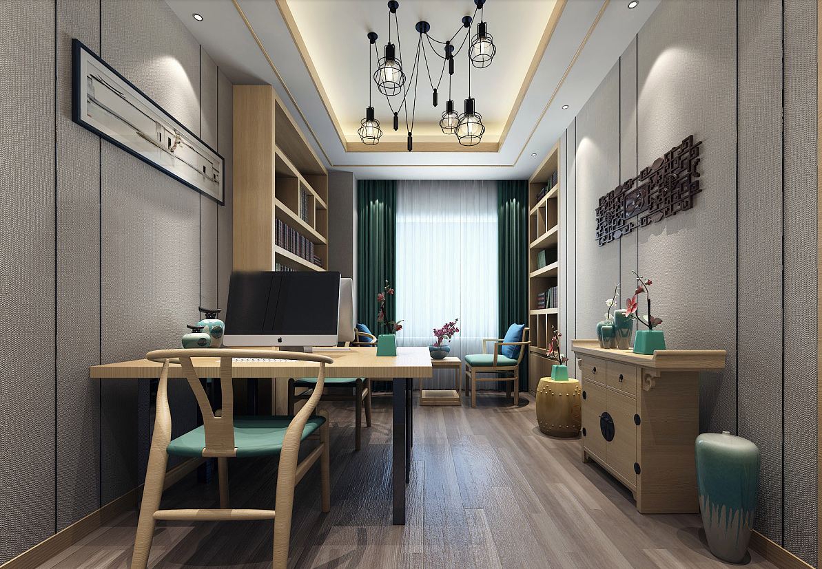 185平米新中式辦公室裝修設(shè)計效果圖
