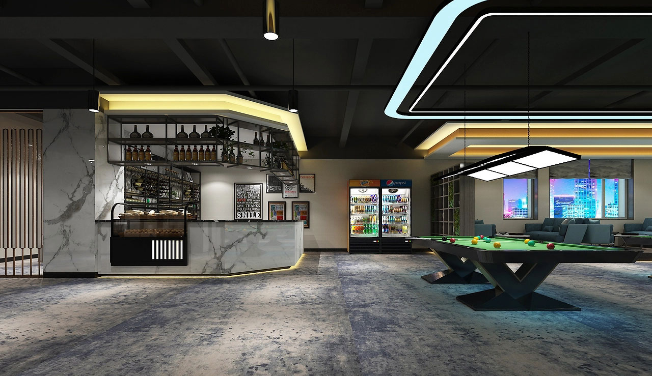 314平米鄭州臺球館裝修設(shè)計效果圖