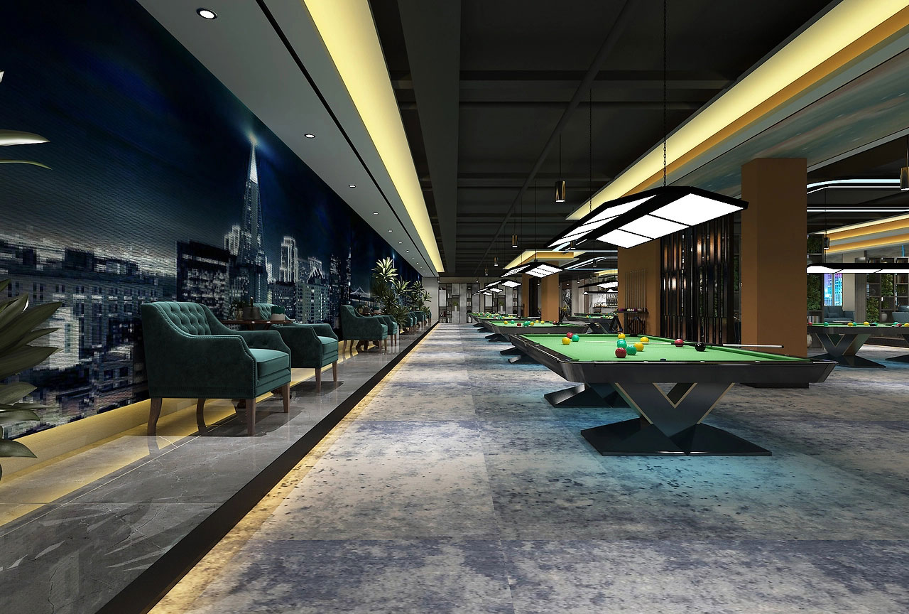 314平米鄭州臺球館裝修設(shè)計效果圖