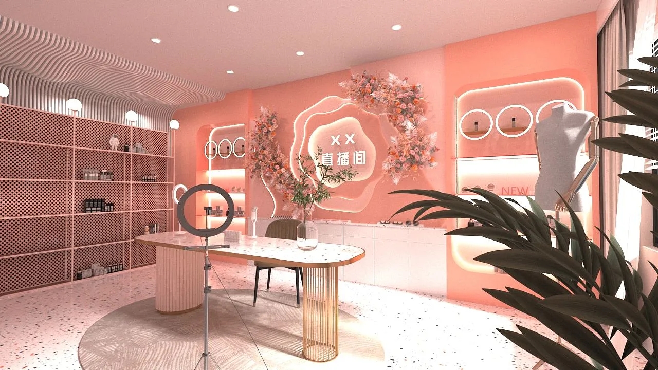 直播間背景墻設計搭建，直播間背景墻裝修效果圖