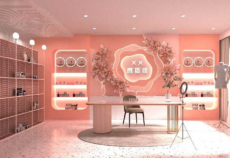 直播間背景墻設(shè)計(jì)搭建，直播間背景墻裝修效果圖