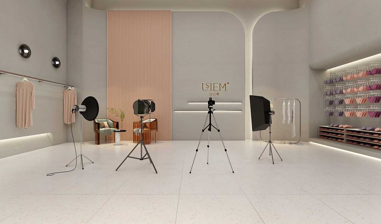 120平米內(nèi)衣展廳直播間設計效果圖