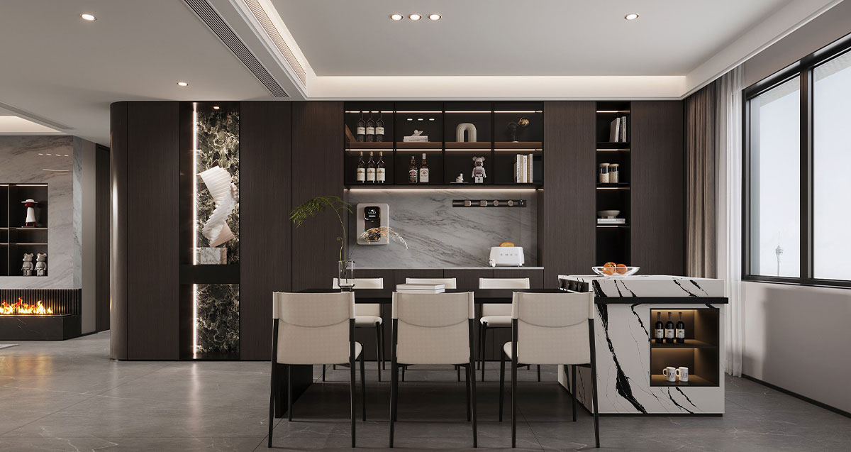 萬(wàn)科世曦135平米意式輕奢風(fēng)四居室裝修效果圖