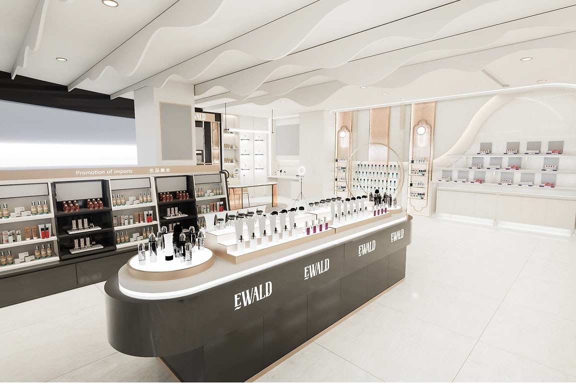 90平米鄭州化妝品店直播間設(shè)計(jì)效果圖