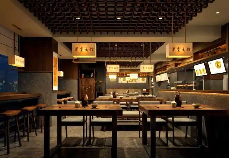 鄭州面館裝修設(shè)計的餐桌高度：符合人體工學(xué)的吃面姿勢