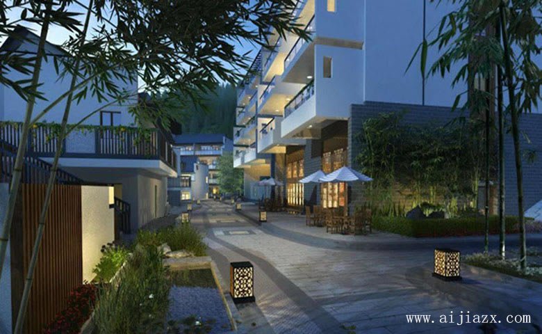 大方個(gè)性的新中式風(fēng)格別墅群外觀裝修效果圖