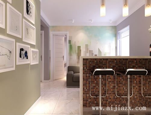 懷舊情調(diào)的簡(jiǎn)約風(fēng)格一居室客廳吧臺(tái)裝修效果圖
