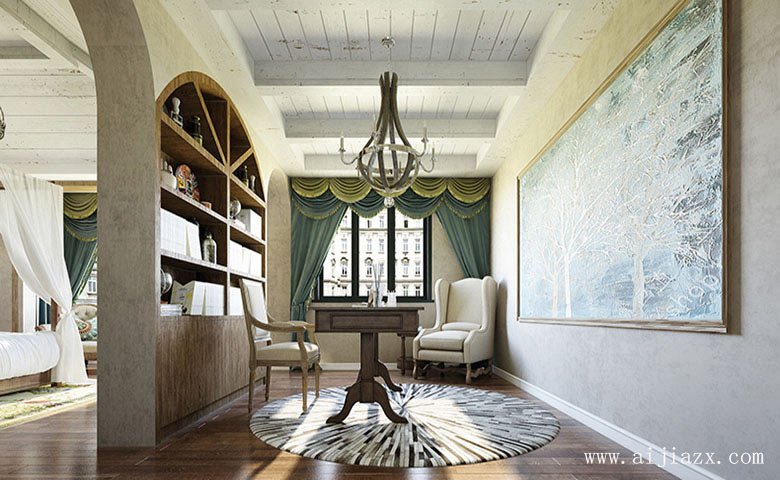 大方的美式風(fēng)格書房裝修效果圖
