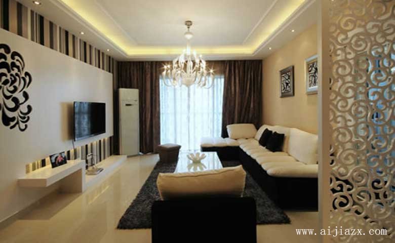 黑白色的現(xiàn)代簡約風格客廳裝修效果圖