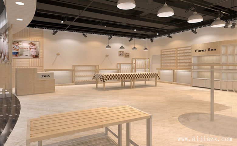 暖色調(diào)的商場童裝專柜展示區(qū)裝修效果圖