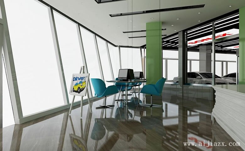 簡(jiǎn)單大方的汽車銷售中心休息區(qū)裝修效果圖