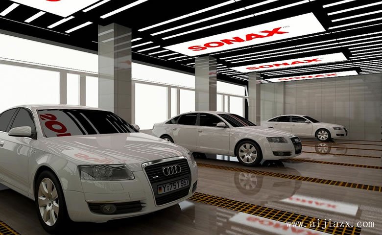 簡(jiǎn)約格調(diào)的汽車銷售中心展示廳裝修效果圖