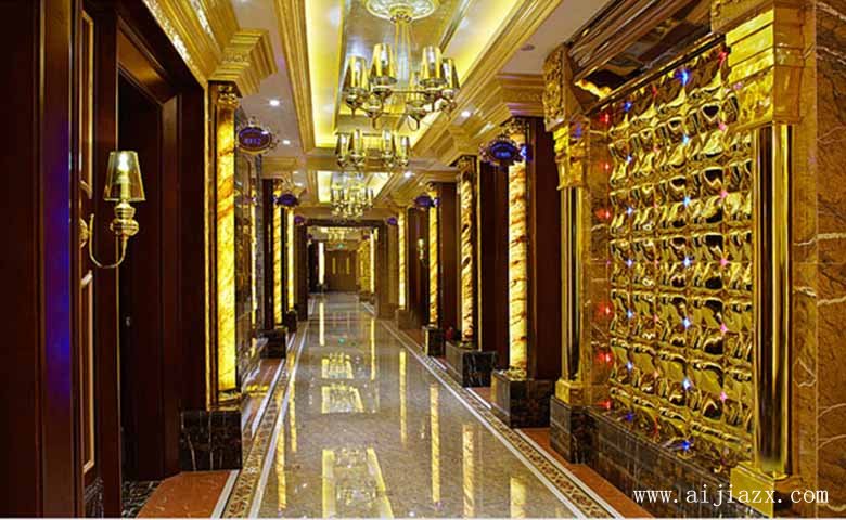 金色精致的KTV走廊過(guò)道裝修效果圖