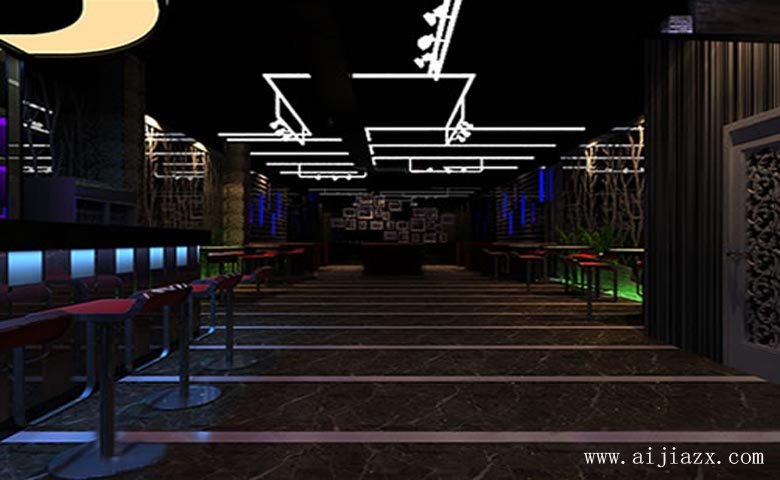 樹影婆娑的酒吧吧臺(tái)裝修效果圖