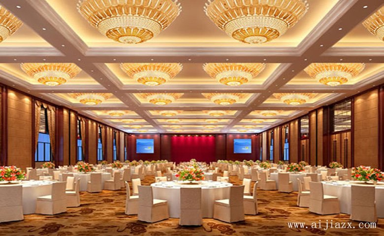 大氣恢弘的酒店大型宴會(huì)廳裝修效果圖