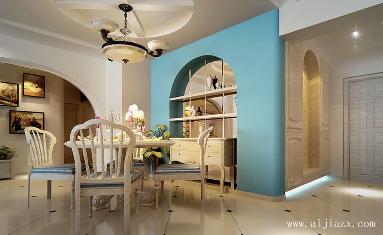 清爽怡人的田園風(fēng)格大戶型家裝餐廳裝修效果圖